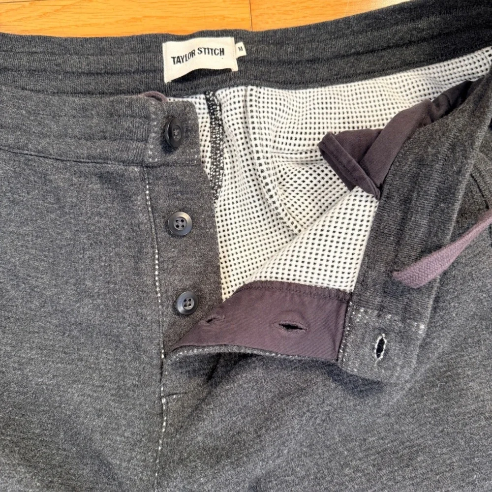 Taylor Stitch Mens Charcoal Gray Textured Knit Button Fly Sweatpants MEDIUM